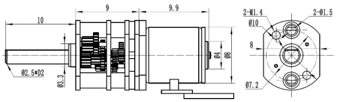 SM08-GB10 petit moteur pas à pas adapté 8mm avec la boîte de vitesse 0 de 10*8 millimètre